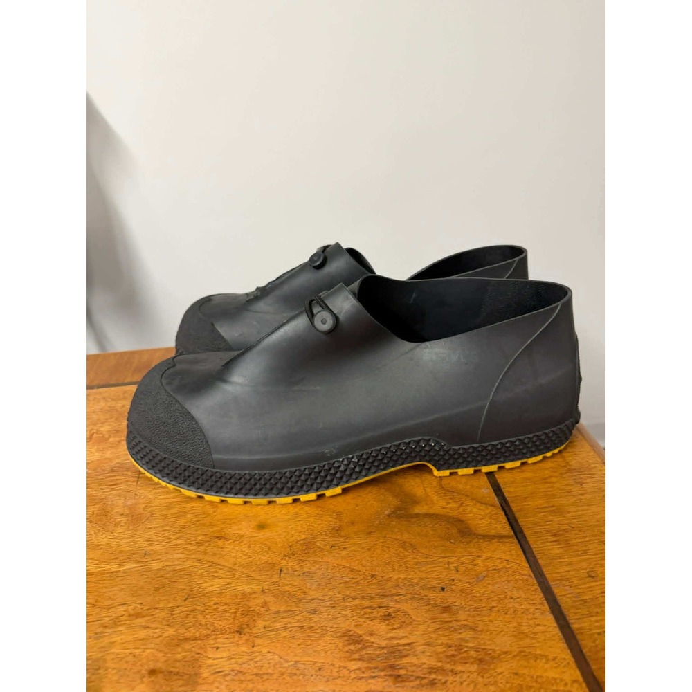 Servus Mens Large Rubber Overshoes Black Yellow Waterproof Galoshes Made in USA